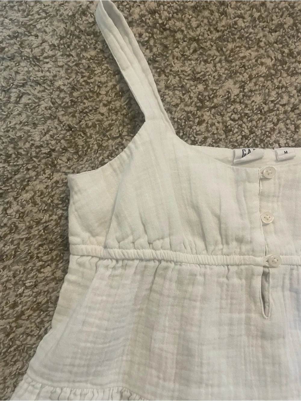 GAP Cream Cotton Gauze Peplum Tank Top for Kids